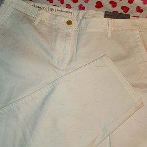 NWT Womens Talbots Relaxed chino pants White sz 16P Ankle